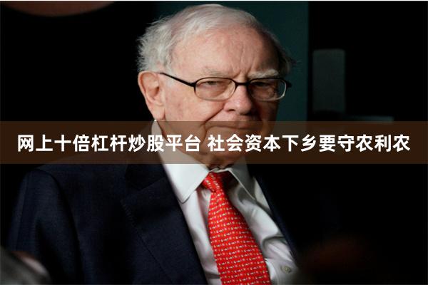 网上十倍杠杆炒股平台 社会资本下乡要守农利农